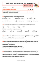 Multiplier une fraction par un nombre - Examen Evaluation avec la correction : 1ere Secondaire - PDF à imprimer
