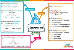 Les synonymes - Vidéo pédagogique interactive : 3eme, 4eme, 5eme Primaire - PDF à imprimer