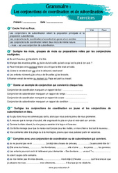 Les conjonctions de coordination et de subordination - Exercices avec les corrigés : 1ere Secondaire - PDF à imprimer