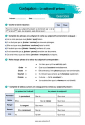Le subjonctif présent - Exercices avec les corrigés : 1ere Secondaire - PDF à imprimer