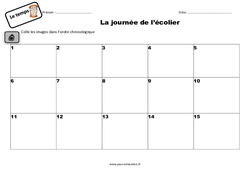 La journée de l’écolier - Exercices : 3eme Primaire - PDF à imprimer