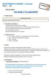 Séquence - Fiche de préparation Mois - Calendrier - Séquence - Fiche de préparation : 3eme Primaire - PDF à imprimer