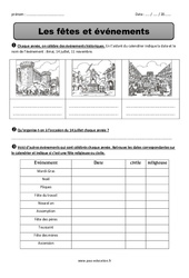 Fêtes et événements - Exercices : 3eme Primaire - PDF à imprimer