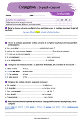Le passé composé - Examen Evaluation avec la correction : 1ere Secondaire - PDF à imprimer