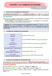 Les compléments circonstanciels - Séquence complète : 1ere Secondaire - PDF à imprimer