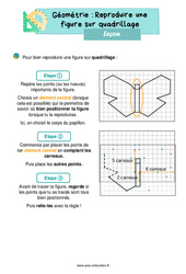 Reproduire une figure sur quadrillage - Cours, Leçon de géométrie : 2eme Primaire - PDF gratuit à imprimer