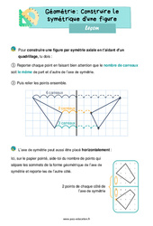 Construire le symétrique d'une figure - Cours, Leçon de géométrie : 2eme Primaire - PDF gratuit à imprimer