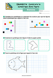Construire le symétrique d'une figure - Exercices de géométrie : 2eme Primaire - PDF à imprimer