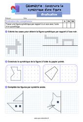 Construire le symétrique d'une figure - Évaluation de géométrie : 2eme Primaire - PDF à imprimer