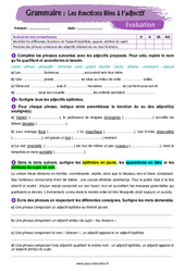 Les fonctions liées à l’adjectif - Examen Evaluation avec la correction : 1ere Secondaire - PDF à imprimer