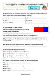 Développer et factoriser une expression littérale - Exercices avec les corrigés : 1ere Secondaire - PDF à imprimer