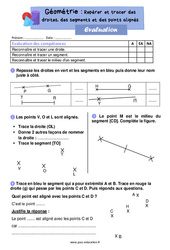 Repérer et tracer des droites, des segments et des points alignés - Évaluation : 2eme Primaire - PDF à imprimer