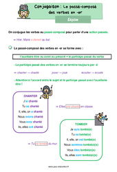 Le passé - composé des verbes en - er - Cours, Leçon : 2eme Primaire - PDF gratuit à imprimer