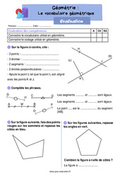 Le vocabulaire géométrique - Évaluation : 2eme Primaire - PDF à imprimer