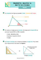 Identifier et décrire les triangles - Cours, Leçon : 2eme Primaire - PDF gratuit à imprimer