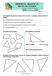 Identifier et décrire les triangles - Exercices : 2eme Primaire - PDF à imprimer