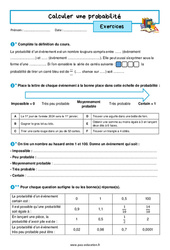 Calculer une probabilité - Exercices avec les corrigés : 1ere Secondaire - PDF à imprimer