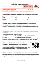 Calculer une probabilité - Examen Evaluation avec la correction : 1ere Secondaire - PDF à imprimer