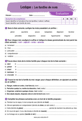 Les familles de mots - Examen Evaluation avec la correction : 1ere Secondaire - PDF à imprimer