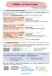 Les niveaux de la langue - Cours : 1ere Secondaire - PDF à imprimer