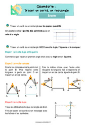 Tracer un carré, un rectangle - Cours, Leçon sur les quadrilatères : 2eme Primaire - PDF gratuit à imprimer