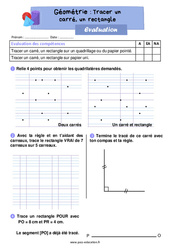 Tracer un carré, un rectangle - Évaluation sur les quadrilatères : 2eme Primaire - PDF à imprimer