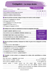 Les temps simples - Examen Evaluation avec la correction : 1ere Secondaire - PDF à imprimer