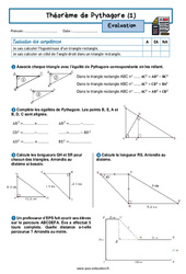Théorème de Pythagore - Examen Evaluation avec la correction : 2eme Secondaire - PDF à imprimer
