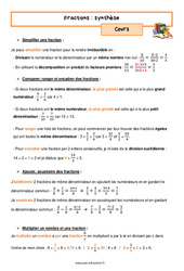 Synthèse sur les fractions - Séquence complète : 1ere Secondaire - PDF à imprimer