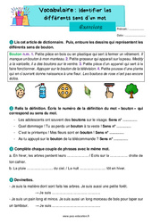 Identifier les différents sens d’un mot - Exercices : 2eme Primaire - PDF à imprimer