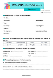 Écrire les accents - Exercices : 2eme Primaire - PDF à imprimer