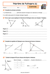 Théorème de Pythagore (1) - Exercices avec les corrigés : 2eme Secondaire - PDF à imprimer