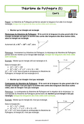 Théorème de Pythagore (2) - Cours : 2eme Secondaire - PDF à imprimer