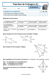 Théorème de Pythagore (2) - Examen Evaluation avec la correction : 2eme Secondaire - PDF à imprimer