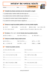 Multiplier des nombres relatifs - Exercices avec les corrigés : 2eme Secondaire - PDF à imprimer