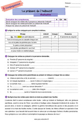 Le présent de l’indicatif - Examen Evaluation avec la correction : 6eme Primaire - PDF à imprimer