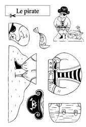 Le pirate - Puzzle - Coloriage - Se repérer dans l'espace en maternelle : 1ere Maternelle - Cycle Fondamental - PDF à imprimer
