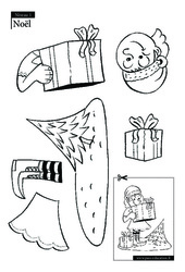 Noël - Puzzle - Coloriage - Se repérer dans l'espace en maternelle : 1ere Maternelle - Cycle Fondamental - PDF à imprimer