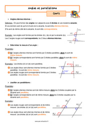 Angles et parallélisme - Séquence complète : 1ere Secondaire - PDF à imprimer