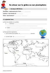 Globe - Planisphère - Cours, Leçon : 2eme Primaire - PDF gratuit à imprimer