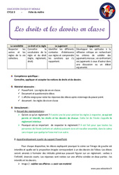Séquence - Fiche de préparation Droits et devoirs en classe - Séquence - Fiche de préparation : 4eme, 5eme Primaire - PDF à imprimer