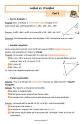 Angles et triangles - Séquence complète : 1ere Secondaire - PDF à imprimer