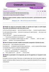 La ponctuation - Examen Evaluation avec la correction : 1ere Secondaire - PDF à imprimer
