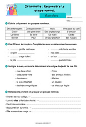 Reconnaître le groupe nominal - Exercices de grammaire : 2eme Primaire - PDF à imprimer