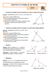 Construire un triangle et ses droites - Séquence complète : 1ere Secondaire - PDF à imprimer