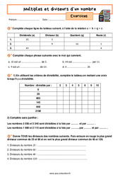 Multiples et diviseurs d’un nombre - Exercices avec les corrigés : 2eme Secondaire - PDF à imprimer