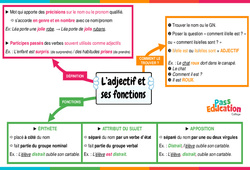 L’adjectif et ses fonctions - Vidéo pédagogique interactive + Carte mentale -  : 1ere, 2eme, 3eme Secondaire