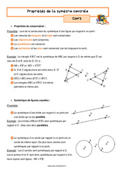 Les propriétés de la symétrie centrale - Séquence complète : 1ere Secondaire - PDF à imprimer