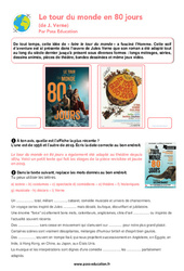 Le tour du monde en 80 jours - Ateliers de lecture : 6eme Primaire - PDF à imprimer