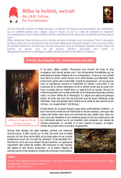 Bilbo le hobbit, extrait de Tolkien - Lecture : 6eme Primaire - PDF à imprimer